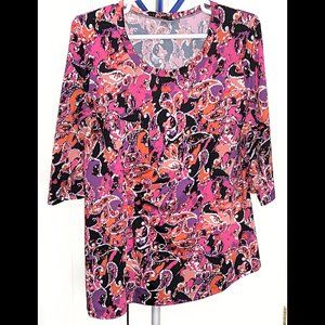 Impressionist AVENUE 18/20 1X Pink Purple, Orange & White Paisley Stretch Blouse